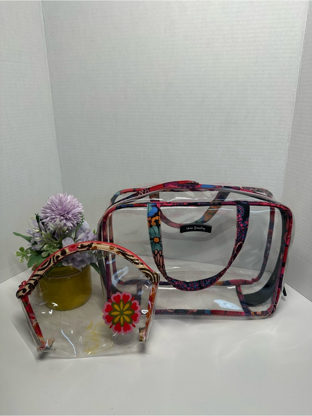 Vera Bradley Clear Travel Tote and Floral-Trim Cosmetic Pouch - Multi